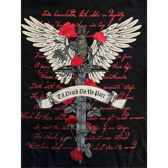 Dark Romance Winged Dagger Boxy Girls Crop T-Shirt Plus Size 1 - Picture 3 of 7